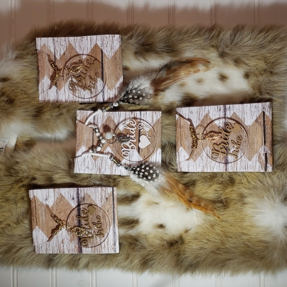 Qty- 3 Bride tribe boho faux leather wrap around choker & Qty- 1 Bride - Picture 3 of 6